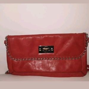 Coral Vegan Leather Clutch Shoulder Bag